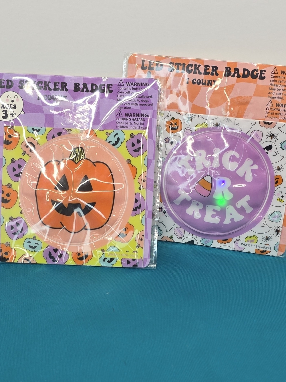 LED Halloween Sticker Badge - Purple & Orange